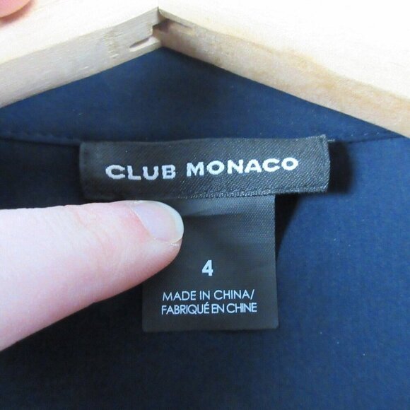 Club Monaco Womens Navy Blue Midi Dress Long Sleeve Button Front 4 Silk 328 - Picture 6 of 11